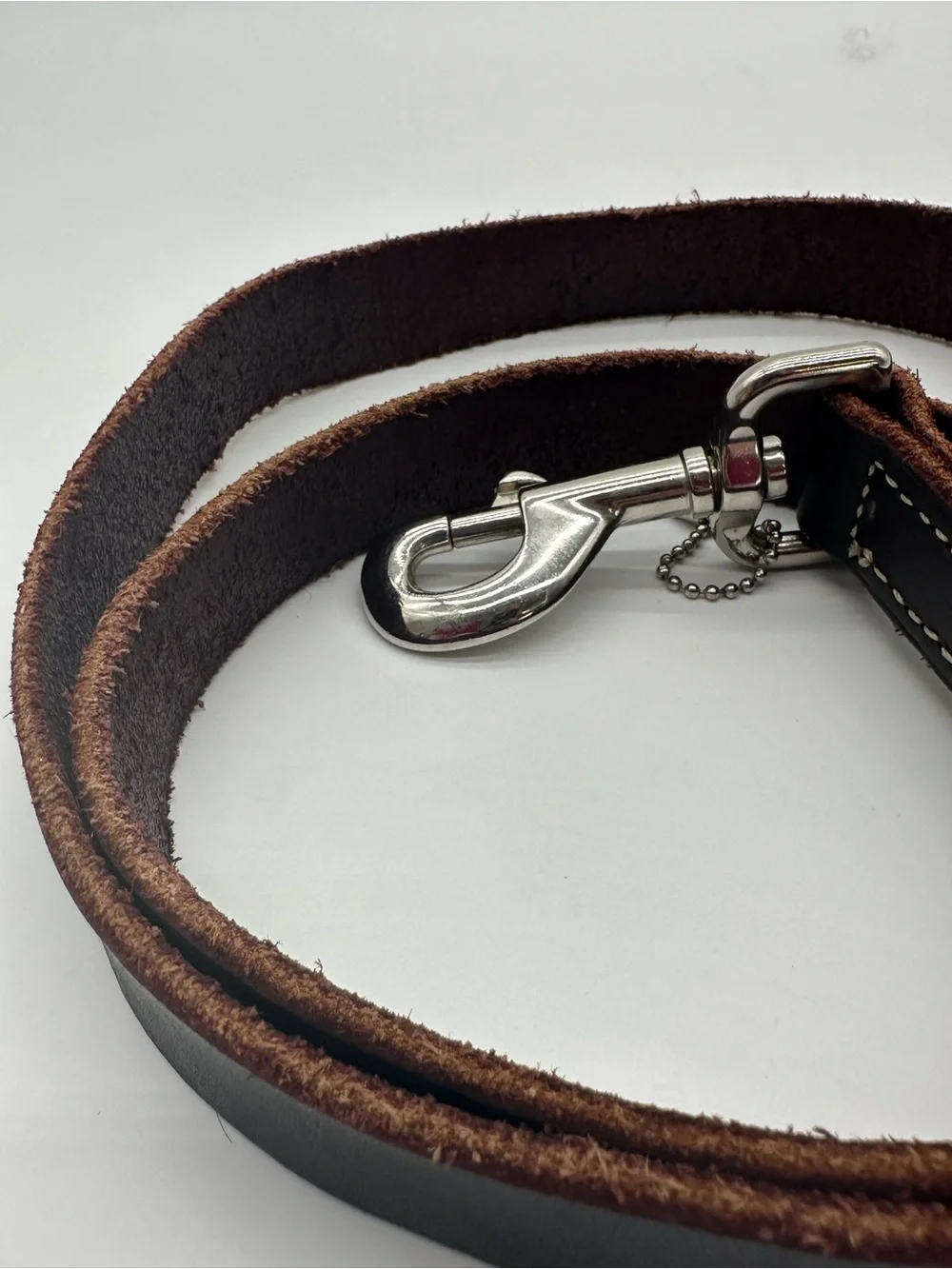 Circle T Brown Leather Dog Leash with Silver Tone Hardware